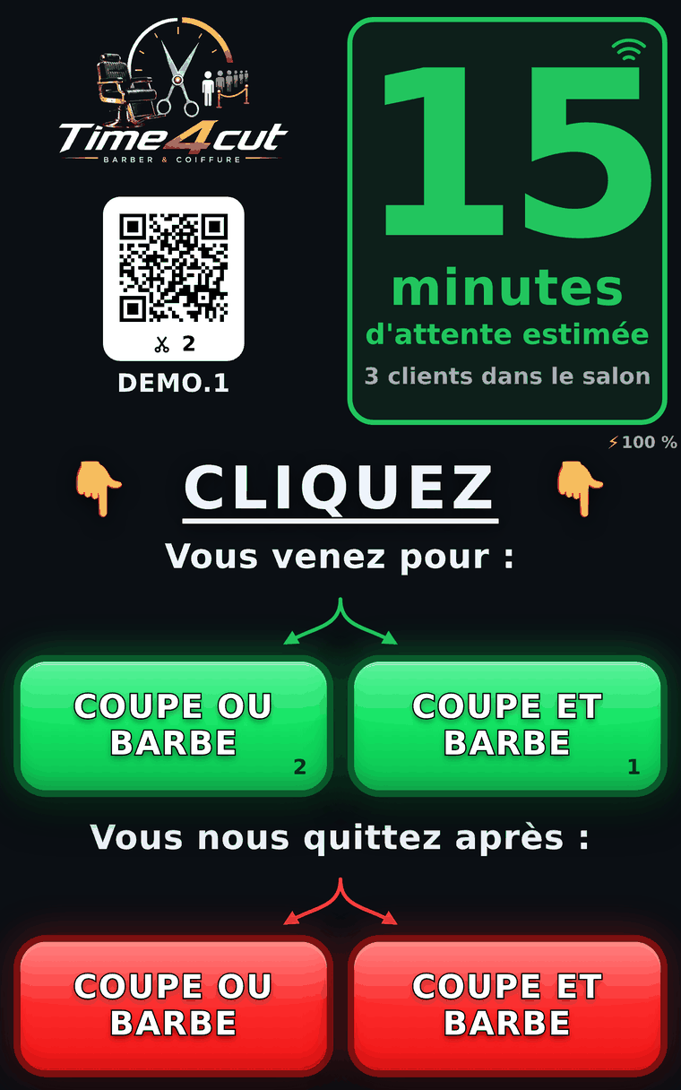 La tablette Time4cut posée à l'entrée du salon